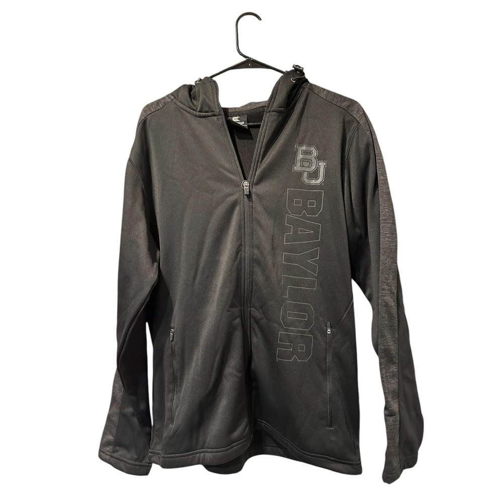 Baylor Men's Windbreaker Black Jacket w/ Hood Medium Full Zip Brand New w/ Tags